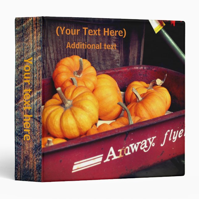 Pumpkins In Wagon Personalized 3 Ring Binder (Front/Spine)