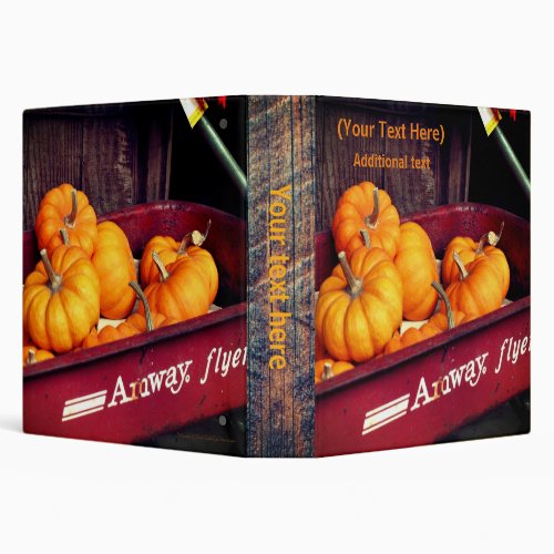 Pumpkins In Wagon Personalized 3 Ring Binder