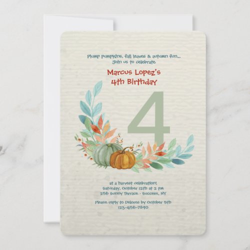 Pumpkins In Watercolor Birthday Invitation