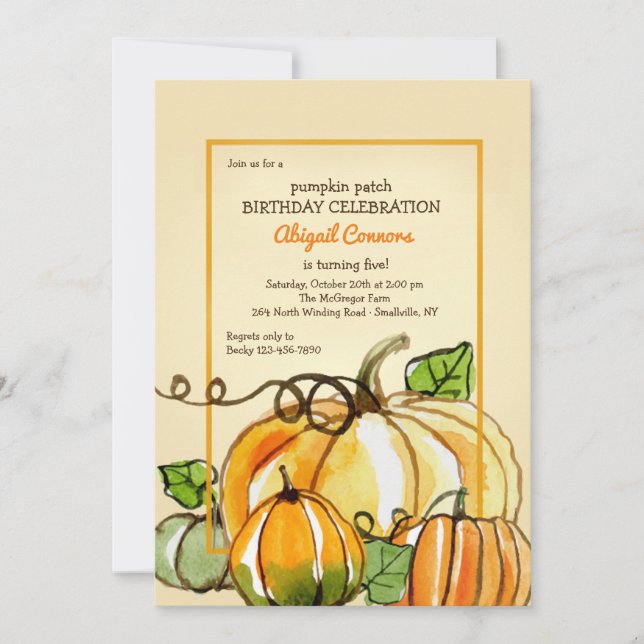 Pumpkins in Watercolor Invitation (Front)