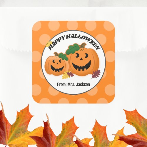 Pumpkins Jack O Lantern Fall Halloween Favor  Square Sticker