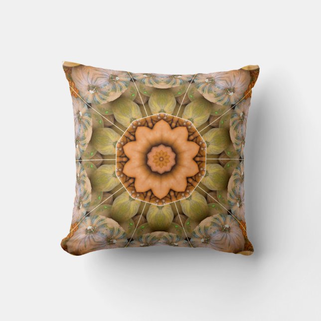 Pumpkins kaleidoscope throw pillow (Front)