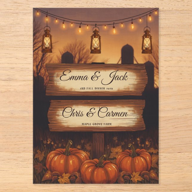 Pumpkins & Lanterns Fall Wedding  Acrylic Invitations (Front)