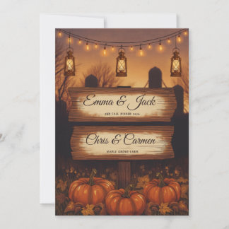 Pumpkins & Lanterns Fall Wedding  Invitation