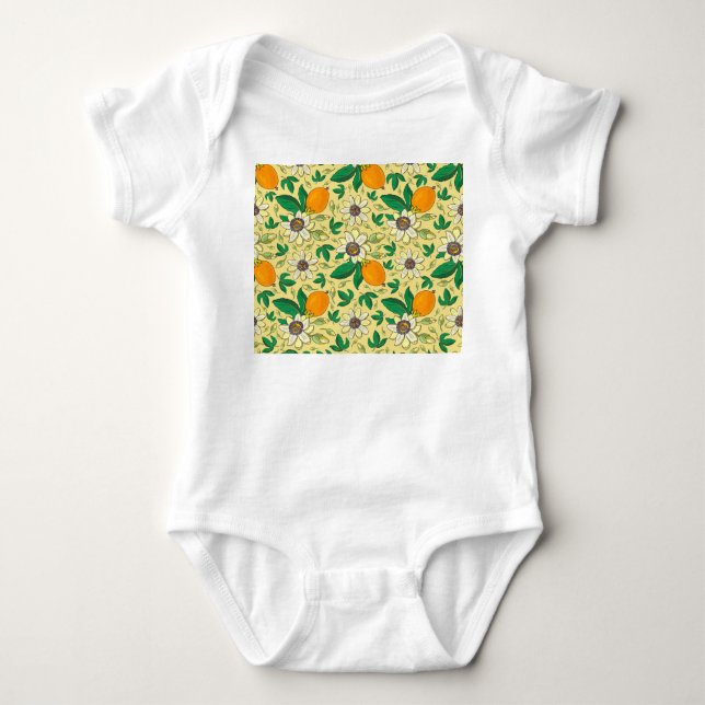 Pumpkins & Leaves: Autumn Harvest Baby Bodysuit (Front)