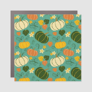 Pumpkins, leaves: autumn vegetable pattern car magnet