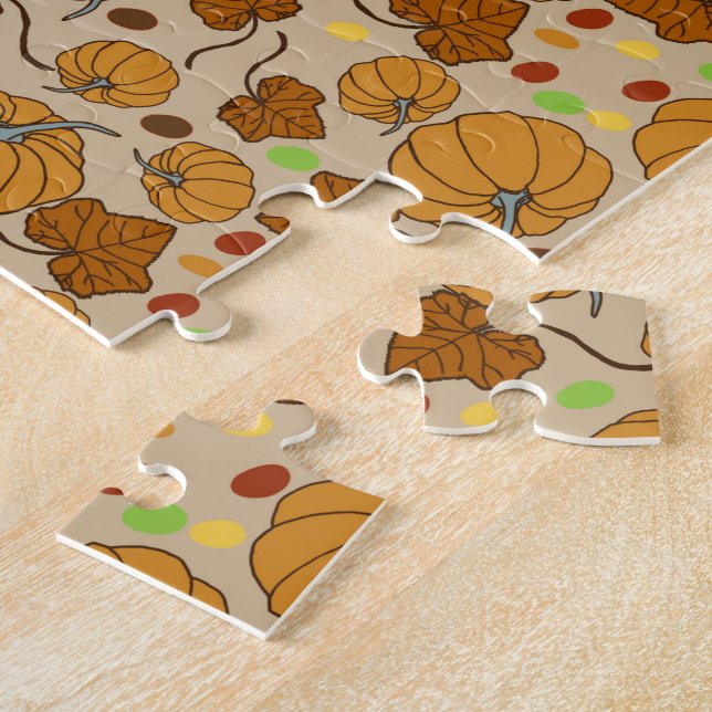 Pumpkins leaves candy text Happy thanksgiving Jigsaw Puzzle (Side)
