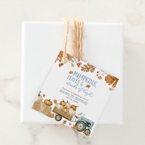 Pumpkins Leaves & Stacks of Hay Boy Favor Tags