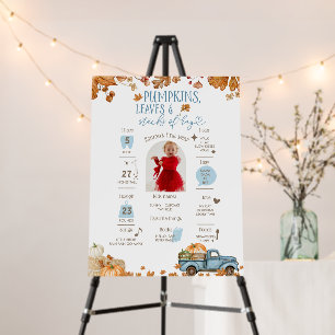 Pumpkins Leaves & Stacks of Hay Boy Milestone Foam Board