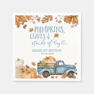 Pumpkins Leaves & Stacks of Hay Boy Napkins
