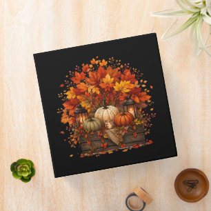 Pumpkins Leaves Trees Fall Autumn Season 3 Ring Binder