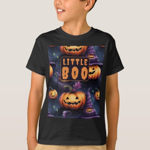 Pumpkins Magic Hats Little Boo Family Matching T_Shirt