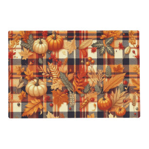 Pumpkins Maple Leaves Autumn Plaids  Placemat