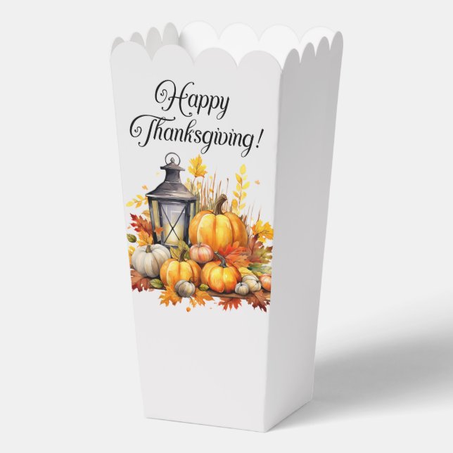 Pumpkins Maple Tree Leaves Lamp Thanksgiving Favor Boxes (Front)