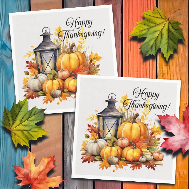 Pumpkins Maple Tree Leaves Lamp Thanksgiving Napkins (Creator Uploaded)