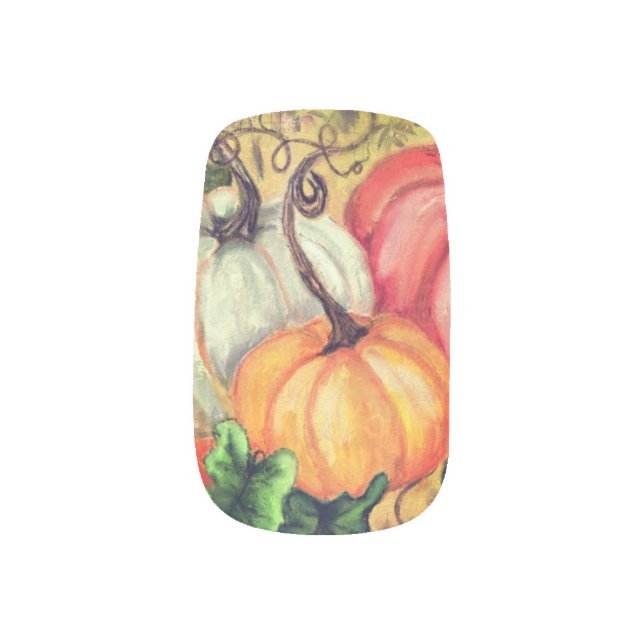 Pumpkins Minx Nail Art Halloween - Painting (Left Thumb)