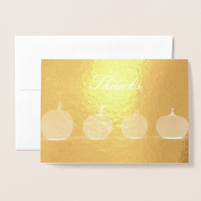Pumpkins Modern GiveThanks Foil Thanksgiving Card (Front With Envelope)