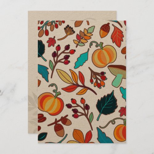 Pumpkins n Leaves Blank Flat Autumn Note Card