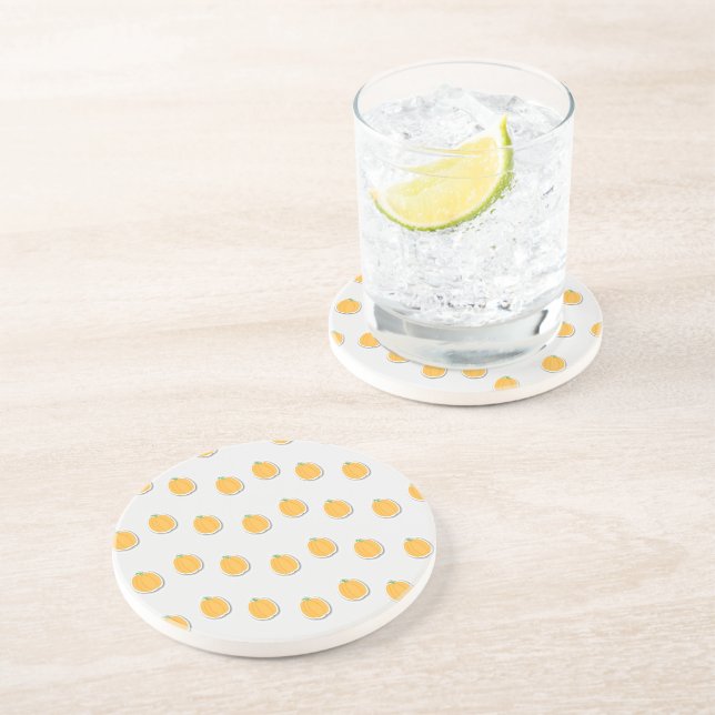 Pumpkins on  gray coaster (Side)