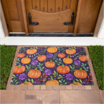 Pumpkins on purple pattern doormat