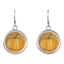 Pumpkins on Rust Leaves Drop Earrings