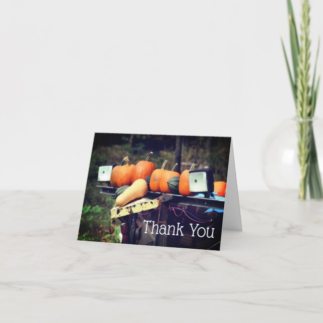 Pumpkins On Truck Fall Thank You Card (Front)