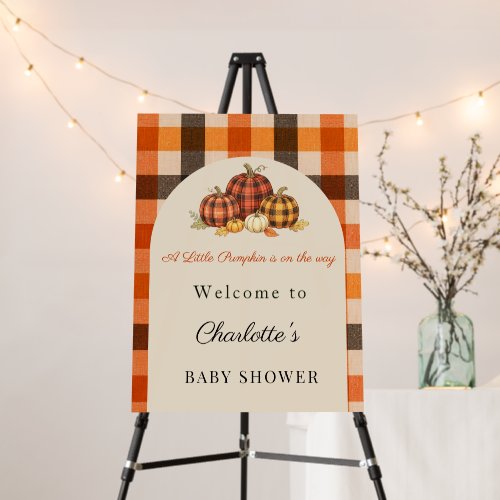 Pumpkins orange plaid welcome Baby Shower Foam Board