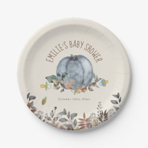 Pumpkins Pacifiers Fall Boy Baby Shower Paper Plates