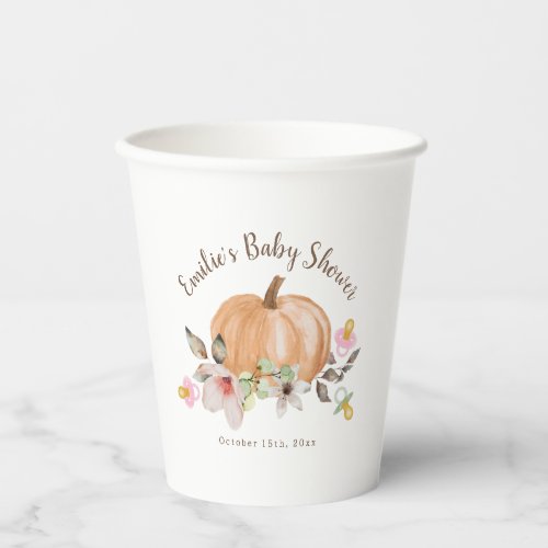 Pumpkins  Pacifiers Girl Baby Shower Paper Cups