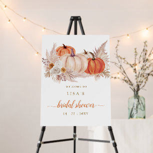 Pumpkins Pampas Fall Bridal Shower Welcome Sign