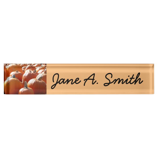 Pumpkins Photo for Fall, Halloween or Thanksgiving Desk Name Plate (Front)
