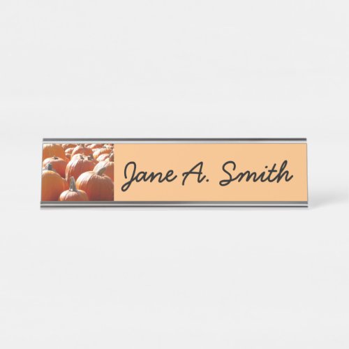 Pumpkins Photo for Fall Halloween or Thanksgiving Desk Name Plate