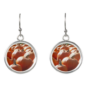 Pumpkins Photo for Fall, Halloween or Thanksgiving Earrings