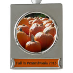 Pumpkins Photo for Fall, Halloween or Thanksgiving Silver Plated Banner Ornament