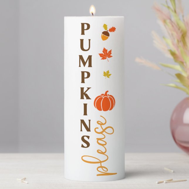 Pumpkins Please Autumn Pillar Candle (In Situ)