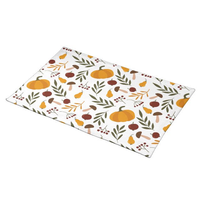 Pumpkins, Pomegranates & Pears Cloth Placemat (On Table)