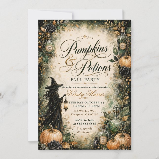 Pumpkins & Potions Halloween Birthday Invitation (Front)