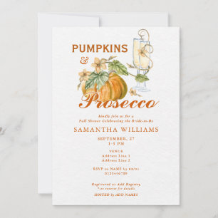 Pumpkins & Prosecco Elegant Fall Bridal Shower Invitation