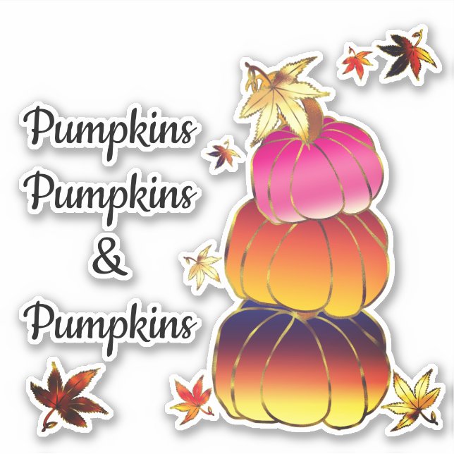 Pumpkins & Pumpkins Gradient, Gold, & Foil Texture Sticker (Front)