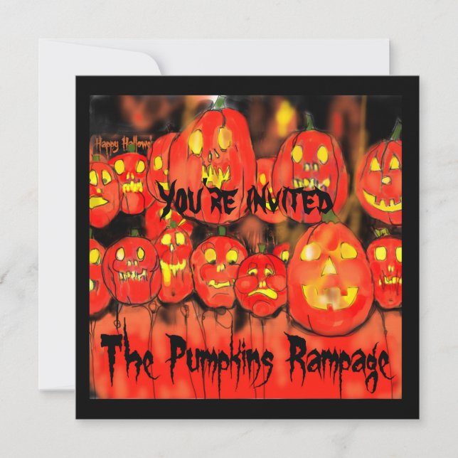 Pumpkins Rampage Halloween Party Invitation (Front)