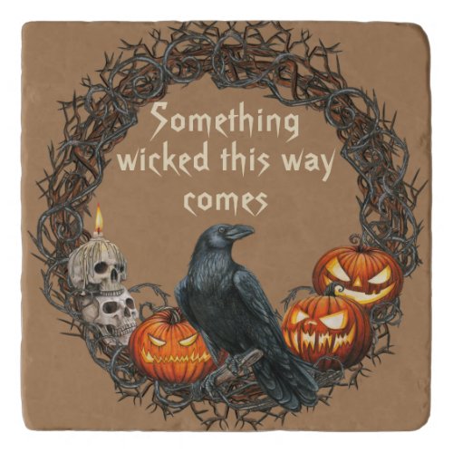 Pumpkins  Raven Halloween Wreath  Trivet