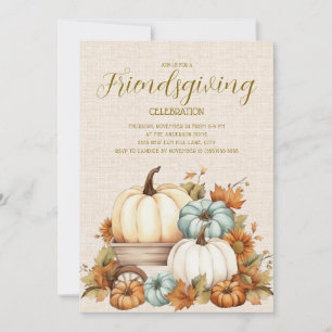 Pumpkins Rustic Teal White Friendsgiving
