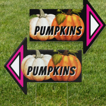 Pumpkins Sale Arrow Roadside Sign