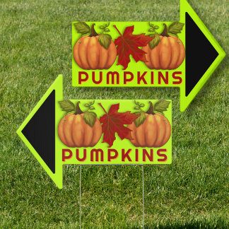 Pumpkins Sign Arrow Shaped