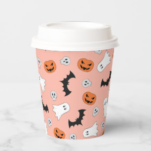 Pumpkins Skulls Ghosts black cat Halloween Event Paper Cups