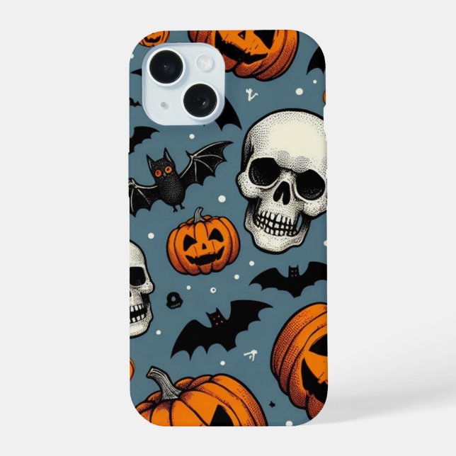 Pumpkins & Skulls Iphone Case (Back)