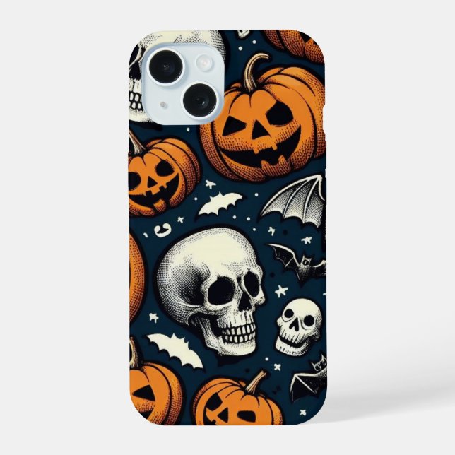 Pumpkins & Skulls Iphone Case (Back)