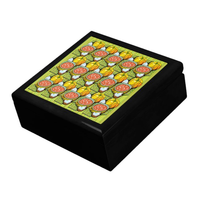 Pumpkins, Soup and Striped Background Gift Box (Side)
