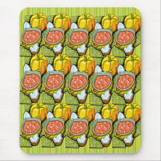 Pumpkins, Soup and Striped Background Mouse Pad
