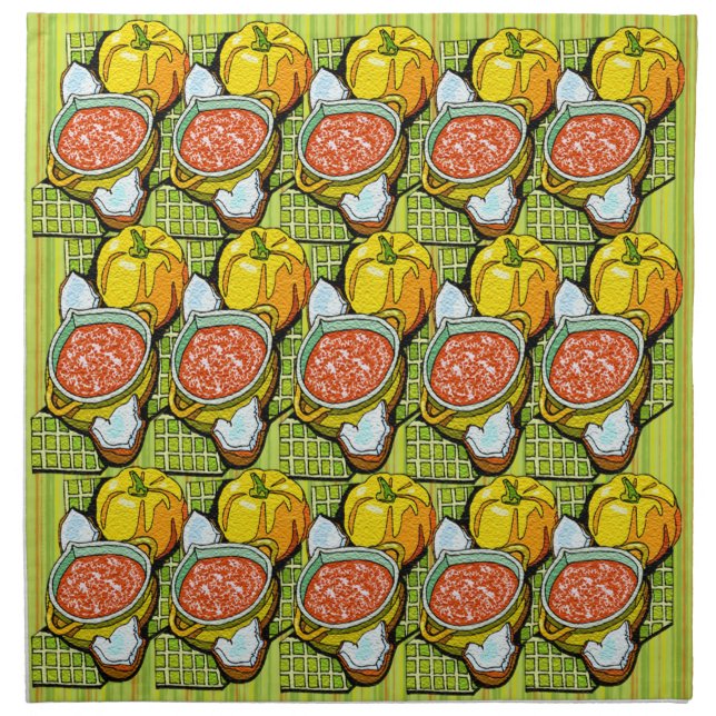 Pumpkins, Soup and Striped Background Napkin (Front)
